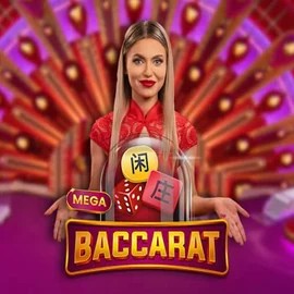 Mega Baccarat online game logo by Pragmatic Play on prestige.com.de